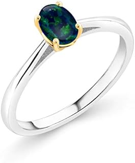 Classic Oval Aquamarine Engagement Ring with 925 Sterling Silver & 10K Yellow Gold - Ideal for Women, Anniversary Promise Design Ring with March Birthstone