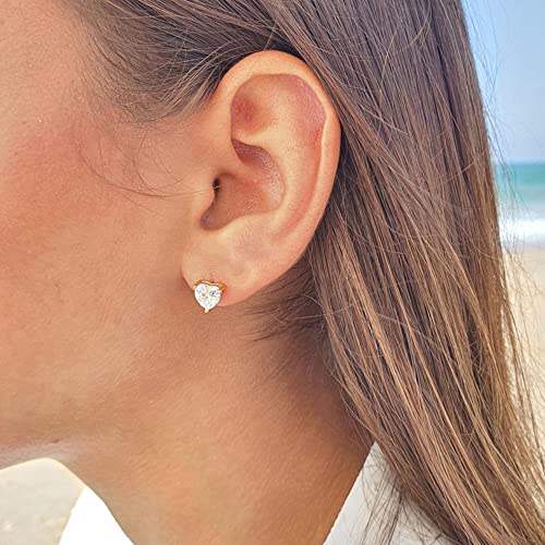 Earring Sets for Multiple Piercing | 14K Gold Plated Studs Earrings and Hoops Set Hypoallergenic Small Hoop CZ Ball Studs Earrings for Women Girls（6 Pairs）