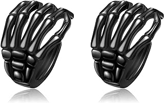 Sterling Silver Gothic Skull Dangle Earrings with Push Back Earring Design for Women and Girls