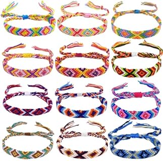 Multicolor Handmade Adjustable Friendship Bracelets for Kids and Girls - 12 Pack LanMa Braided Bracelets with Pull-On Closure, Perfect for Parties, Birthdays, and Gifts