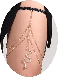 Exotic Crystal-Embellished Alloy Snake Body Chain - Sexy Gold Boho Thigh Jewelry for Women