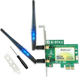 Carte réseau PCIe Ziyituod pour PC portable, adaptateur sans fil Bluetooth 4.2 AC7265, WiFi double bande 1200Mbps, antennes externes haute portée, idéal pour utilisateurs sous Windows et Linux