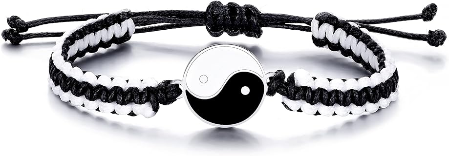 Yin Yang Bracelets for Men and Women Adjustable Bracelet Cord BFF Bracelets