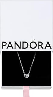 Remarkable Women's Sterling Silver Pandora Radiant Heart & Floating Stone Pendant Necklace with C-Link chain and Dazzling Cubic Zirconia