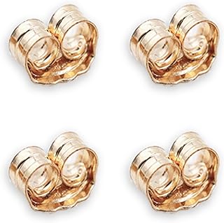 14K Gold Earring Backs - 4 Piece Replacement Yellow Gold Ear Locking for Stud Ear Rings 2 Pairs
