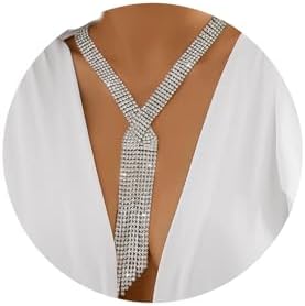 ELABEST Long Rhinestone Necklace Statement Tassel Necklaces Crystal Layered Y Choker for Women and Girls
