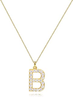 Tarsus Initial Cubic Zirconia Necklace Jewelry Gifts for Girlfriend Women Adjustable Chain 18" + 2"