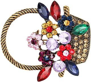 USHOBE 1pc Flower Basket Vintage Flower Brooches for Women Planter Basket Rhinestone Brooch Pearl Brooches for Women Pendant Brooches Women Brooch Pin Miss Korean Version