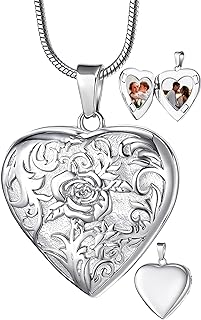Fanery sue Vintage Locket Necklace that Holds Pictures, Customized Picture Lockets Personalized Heart Locket with Picture Inside -Locket Necklace for Women Mother's Day Gifts
