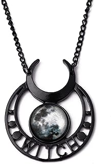 Sacina Gothic Choker Necklace with Black Crescent Moon Pendant, Witchcraft Pentagram Design - Perfect for Women into Halloween, Goth & Mystical Fashion