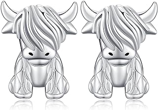 Sterling Silver Latch-Back Cow Stud Earrings Tailored for Women and Girls - Whimsical and Unique Design