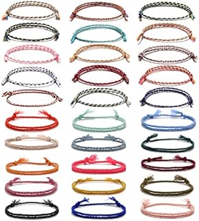 30Pcs Woven Wrap Friendship Bracelets for Women Men Adjustable Colorful String Wrist Cord Handmade Friendship Braided Ankle Bracelets Party Favors
