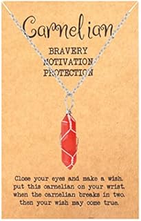 Long tiantian Carnelian Necklace for Women Red Healing Carnelian Wrapped Crystal Charms Necklace Red Energy Good Luck Necklace