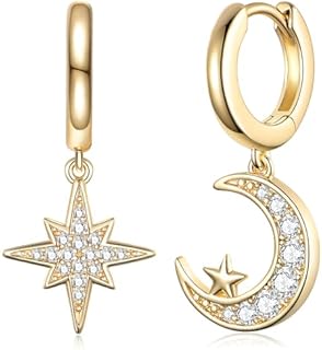 Evabelle Gold Hoop Earrings for Women 14K Real Gold Plated Huggie Hoop Earring Diamond Cut Cubic Zirconia Cuff Earrings Cartilage Hoop Earring Huggie Stud for Men Girl Teen Sterling Silver Post Hypoallergenic Valentine's Mother's Day Earrings Jewelry Gifts Birthday Anniversary