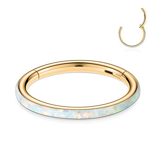 Cartilage Hoop Earring 316L Surgical Steel Conch Daith Helix Piercing Jewelry Nose Rings Hoops Septum Ring 20G 18G 16G 14G CZ Opal