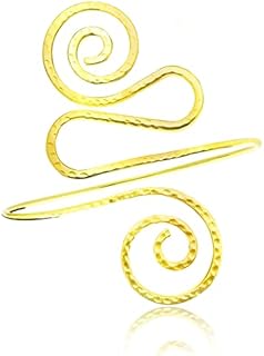 RechicGu Swirl Gypsy Boho Armband Upper Arm Cuff Victorian Filigree Bangle Bracelet Adjustable Armlet Belly Dance Gift （Hammered Gold）