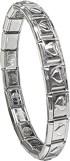Dolceoro 9mm Italian Starter Charm Bracelet, Starting at 18 Links for 6” Wrist Size - for Larger Sizes SELECT A SIZE Option, Interlocking Stainless Steel Modular Links