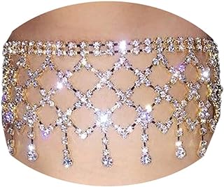 Alloy Clasp Boho Crystal Tassel Choker Watch Necklace with Rhinestone Pendant for Women and Girls - Unique Festive Design