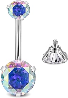 LOREMOW 14G Surgical Steel Belly Button Rings for Women Girls Cubic Zirconia Navel Rings Belly Curved Barbell Belly Piercing Jewelry 6/8/10/12/14/16MM