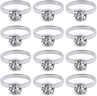 Super Z Outlet Silver Faux Diamond Engagement Rings for Wedding Table Scatter Decorations, Party Supply Favor Accents, Cupcake Toppers, Arts & Crafts (12 Pack) (12 Pack)