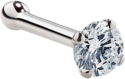 FreshTrends Cubic Zirconia Nose Stud | Nickel-Free 14K White Gold Nose Ring | 14K Gold Nose Studs in Size 1.5mm, 2mm, 3mm | White Gold Nose Stud with CZ 20 Gauge | Real Gold Nose Stud & Nose Bone