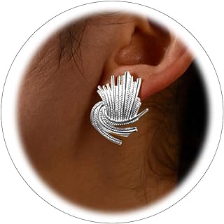 Push-Back Gold-Silver Spiral Stud Earrings in Zinc, Geometric Design Statement Accessory for Women