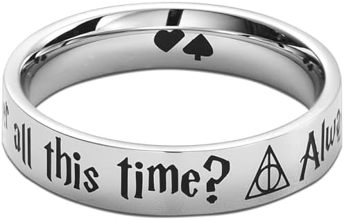 Slytherin Stainless Steel Fidget Ring for Wizarding World Fans, Engraved "After All This Time Always" Rings for Men and Women, Sizes 7-10