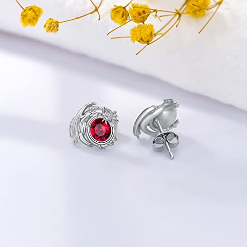 Dragon Earrings Sterling Silver Stud Hypoallergenic Birthstone Crystal Dragon Earrings for Women Girl