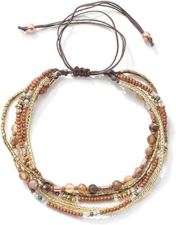 Fuqimanman2020 Handmade Boho Anklets with Drawstring - Braided Beaded Zinc Ankle Bracelets for Women and Girls