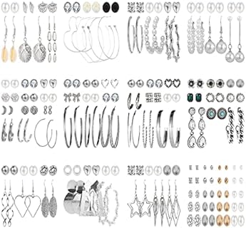 NEWITIN Multipack Drop Dangle Earrings for Women Hypoallergenic Earrings Fashion Bohemian Earrings Zircon Earrings Pearl Earrings Statement Stud Earrings Charm Hoop Earrings for Women Girl