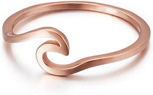 Jude Jewelers Stainless Steel Ring with Cubic Zirconia Sea Wave Design - Stylish Promise Ring for Women