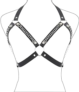 Edgy Punk Leather Body Harness Chain in Stylish Black Alloy for Women and Girls - Adjustable, Versatile, and Eye-catching Design