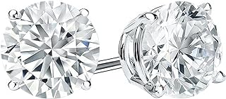 ALLORYA Unisex 0.75 Carat Lab-Grown White Diamond Stud Earrings in 925 Sterling Silver with Push Back Design for Sophisticated Elegance