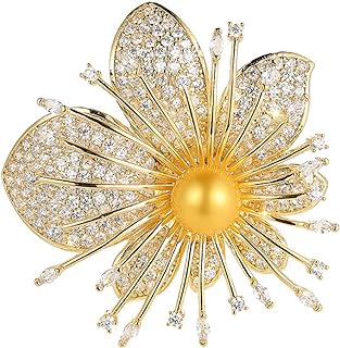 Elegant Floral Series Butterfly Brooch Pin with Butterfly Clasp, Gold Plated Copper for Women's Fashion