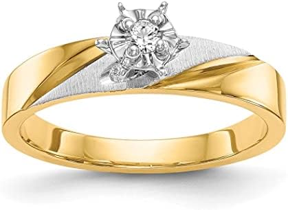 14k Yellow Gold Women's Trio Diamond Engagement Ring, Size 6, Polished Prong Set with White Diamonds, Hypoallergenic & US Made