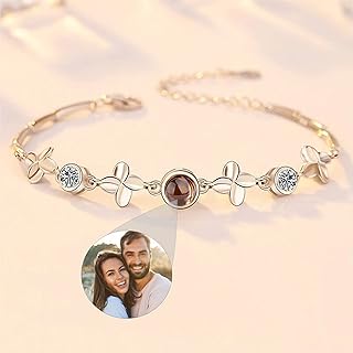 Custom Projection Bracelet Personalized Photo Bracelet,Couple Bangles For Men Women Anniversary Christmas Gifts