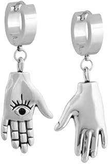 Sacina Goth Hand Finger Hoop Earrings, Eye Earrings, Gothic Earrings, Goth Earrings, Punk Earring, Emo Grunge Earings, Halloween Earrings, Costume Jewelry