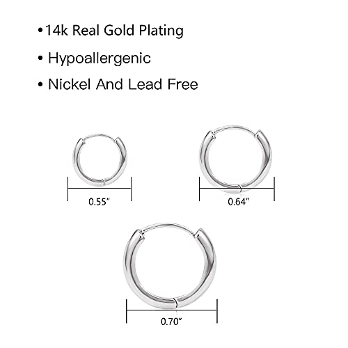 KISSPAT 3 Pairs Small Gold Huggie Hoop Earrings Set for Women Girls Multi Piercing Earrings Pack
