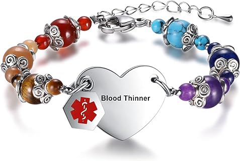 Medical Alert Bracelets for Women Men | Medical ID Bracelets for Men | T1D T2D Diabetes Epilepsy Medical Bracelet with Colorful Beads | Stainless Steel Medical ID Tag | Adjustable