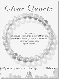 Box With Tongue Clasp Clear Bead Bracelet with Link Chain, Beads Gem for Women, Yoga-Mantra-Themed with Inspirational Message Card