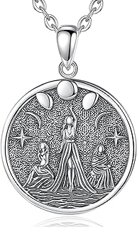 INFUSEU Mystical Witchy Gifts for Women, Pentagram Witches Knot Triple Moon Goddess Lilith Hecate Phoenix Necklaces