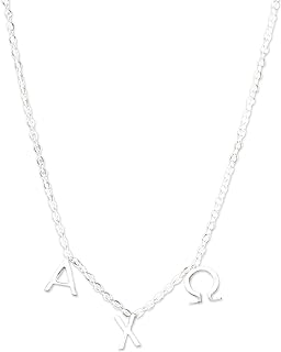 Alpha Chi Omega Necklace — AXO Greek Letters Necklace, Silver Plated Sorority Gifts Necklace, Long-Lasting Alpha Chi Omega Gifts for Women