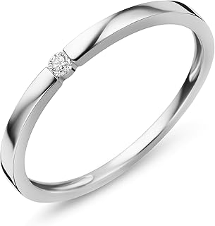 Orovi Damen Diamant Verlobungsring aus 9 Karat Weißgold mit 0.03 Ct Brillanten in Größe 48, exklusives Design und eleganter Stil, ideal für besondere Anlässe und Geschenke