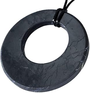 Heka Naturals Shungite Crystal Necklace Pendant | Healing Crystals & Chakra Necklace - Gemstone Jewelry for Men & Women - Spiritual and Joyous Gifts (Small oval)