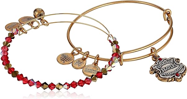 Alex and Ani Women's Harry Potter Gryffindor Motto Set of 2 Two Tone Bracelet, Rafaelian Gold