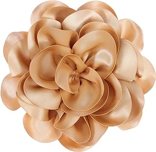 Ovida 7.5in Dainty Satin Flower Brooch Pin Extra Large Rose Brooches Oversized Elegant Silk Camellia Hair Clip Hair Flowers Headpieces for Women Wedding Formal Party Banquet Dress Suit Gifts