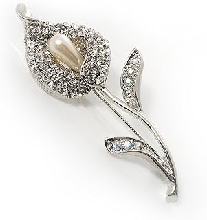 Clear Crystal Calla Lily Brooch