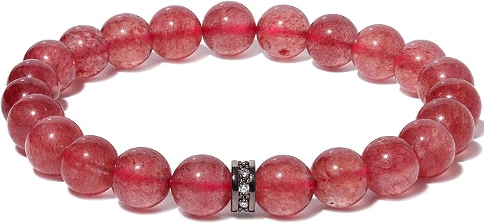 Natural Gem Semi Precious Gemstones Beaded Bracelets Stretch 8mm Round Beads Spiritual Bracelet for Women and Men Energy Protection Gifts Unisex