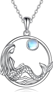 Mermaid Necklace for Woman, 925 Sterling Silver Little Mermaid Pendant Necklace Ocean Mermaid Jewelry to Friends