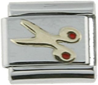 Sabrina Silver Stainless Steel 18k Gold Scissors Charm for Italian Charm Bracelets